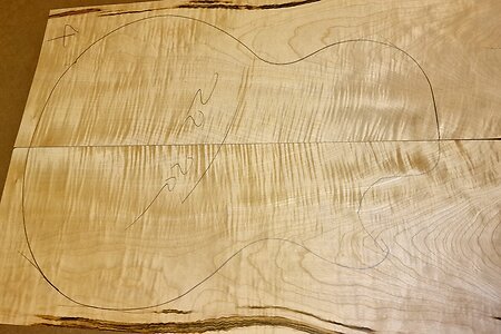 Curly Flame Figured Maple Electric guitar Carved Top blanks. cap22