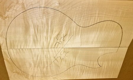 Curly Flame Figured Maple Electric guitar Carved Top blanks. cap 52